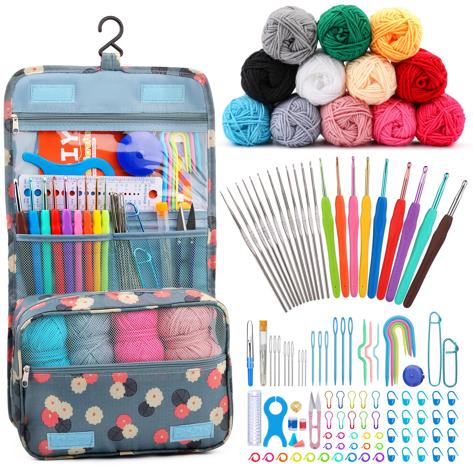 HASTHIP 130PCS Crochet Kit for Beginners Adults, Upgraded Hanging Crochet Set with Crochet Yarn for Crocheting, Ergonomic Soft Grip & Knitting Crochet Starter Kit for Knitting Craft HASTHIP 130PCS Crochet Kit for Beginners Adults, Upgraded Hanging Crochet Set with Crochet Yarn for Crocheting, Ergonomic Soft Grip & Knitting Crochet Starter Kit for Knitting Craft
